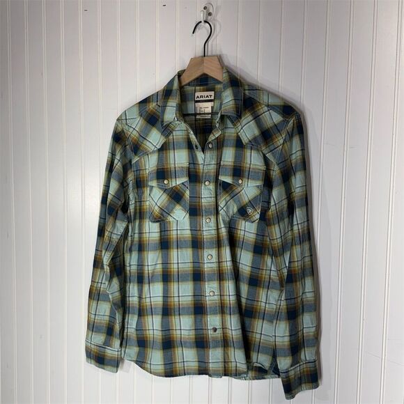 Ariat Habney Retro Fit Snap Shirt M Plaid Western Pearl Snap Rodeo Cowboy Core - Picture 1 of 9